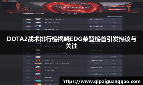 DOTA2战术排行榜揭晓EDG荣登榜首引发热议与关注